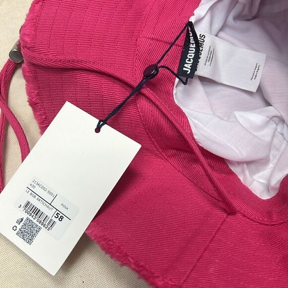 NEW With Tags Jacquemus Bucket Hat Bright Pink - With Dust bag Authentic Size 58 main image 4